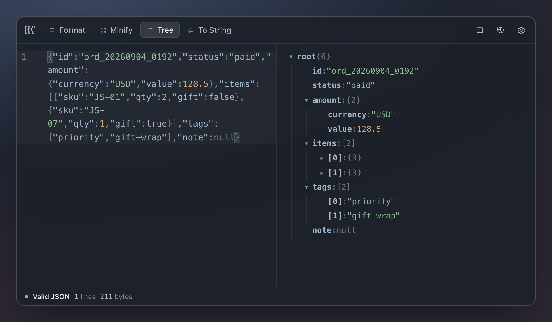 Tree — a read-only view of the current input